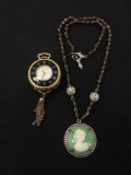 Lot of Faux Cameo Accented Pieces, One 20