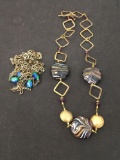 Lot of Two Murano Glass Beaded Gold & Silver-Tone Various Styled Necklaces