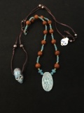 Lot of Two Porcelain Pendant Accented Beaded Necklaces