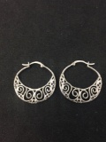 Round Filigree Scroll 25mm Pair of Sterling Silver Fashion Hoop Earrings