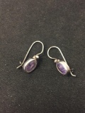 Oval Faceted 8x6mm Amethyst Pair of Sterling Silver 1