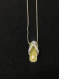 Rhinestone Studded Flip Flop Pendant w/ 16