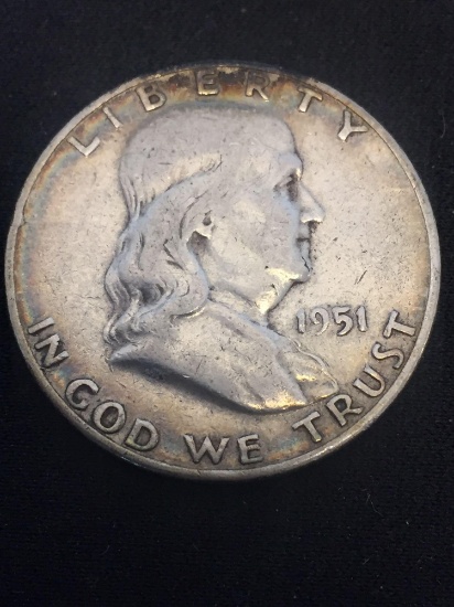 1951-D United States Franklin Silver Half Dollar - 90% Silver Coin