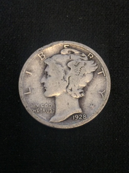 1928 United States Mercury Silver Dime - 90% Silver Coin