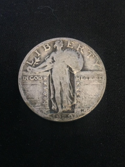 1929 United States Standing Liberty Quarter - 90% Silver Coin