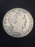 1907-O United States Barber Silver Half Dollar - 90% Silver Coin