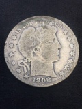 1908-S United States Barber Silver Half Dollar - 90% Silver Coin