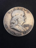 1957-D United States Franklin Silver Half Dollar - 90% Silver Coin