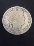 1908-S United States Barber Silver Half Dollar - 90% Silver Coin