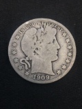 1909-S United States Barber Silver Half Dollar - 90% Silver Coin