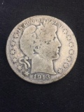 1913-D United States Barber Silver Half Dollar - 90% Silver Coin