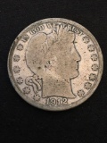 1912-D United States Barber Silver Half Dollar - 90% Silver Coin