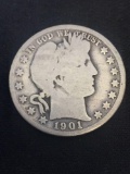 1901-O United States Barber Silver Half Dollar - 90% Silver Coin