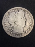 1902-S United States Barber Silver Half Dollar - 90% Silver Coin