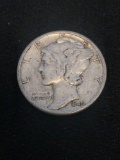 1944-D United States Mercury Silver Dime - 90% Silver Coin