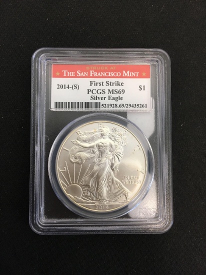PCGS Graded 2014-S United States .999 Fine Silver Eagle - First Strike - MS 69