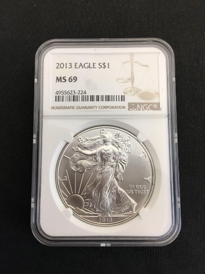 NGC Graded 2013 United States .999 Fine Silver Eagle - MS 69