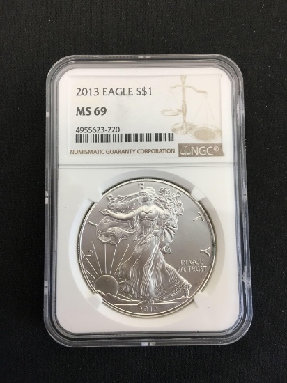 NGC Graded 2013 United States .999 Fine Silver Eagle - MS 69