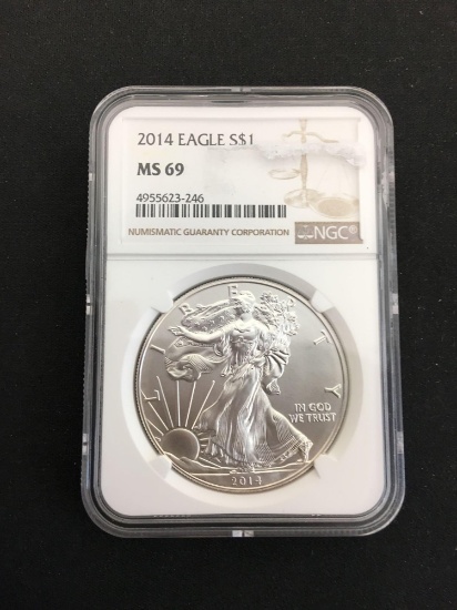 NGC Graded 2014 United States .999 Fine Silver Eagle - MS 69