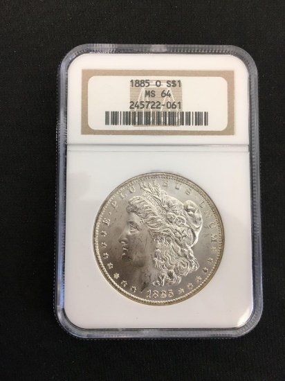 NGC Graded 1885-O United States Morgan Silver Dollar - MS 64