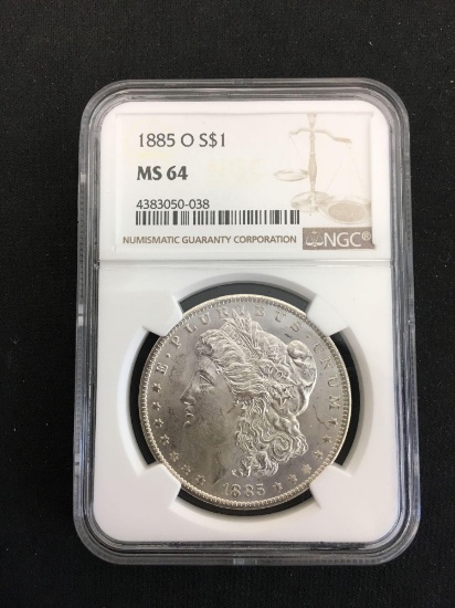 NGC Graded 1885-O United States Morgan Silver Dollar - MS 64