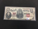1907 United States $5 Wood Chopper Bill Currency Note