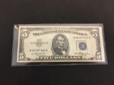 1953 United States $5 Lincoln Silver Certificate Bill Currency Note