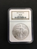 NGC Graded 2001 United States .999 Fine Silver Eagle - MS 69