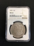 NGC Graded 1890 United States Morgan Silver Dollar - MS 62