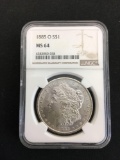 NGC Graded 1885-O United States Morgan Silver Dollar - MS 64