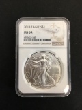 NGC Graded 2014 United States .999 Fine Silver Eagle - MS 69