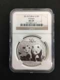 NGC Graded 2010 China 10 Yuan 1 Ounce .999 Fine Silver Panda - MS 69