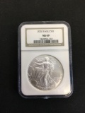 NGC Graded 2002 United States .999 Fine Silver Eagle - MS 69