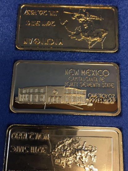 New Mexico Silver Bar, .999 Gold Toned Silver Ingot, Fine Silver 1 Troy Ounce