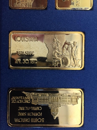 Louisiana Silver Bar, .999 Gold Toned Silver Ingot, Fine Silver 1 Troy Ounce