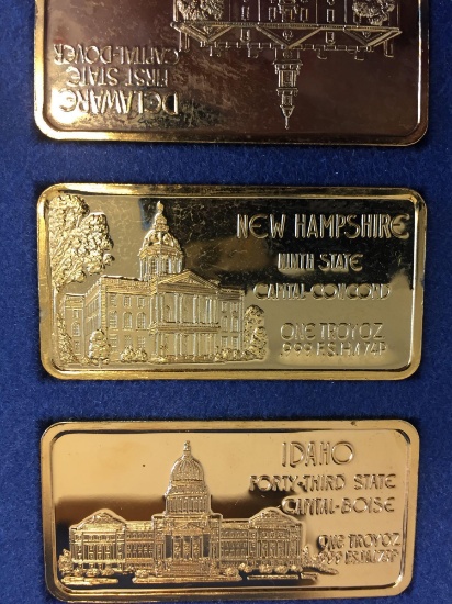 New Hampshire Silver Bar, .999 Gold Toned Silver Ingot, Fine Silver 1 Troy Ounce