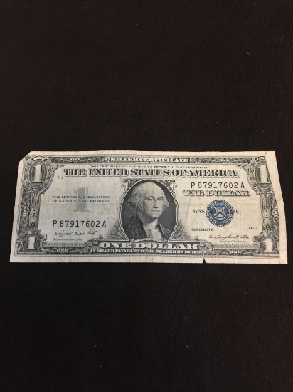 1957A Silver Certificate $1 Blue Seal Vintage Paper Money Banknote Currency Bill