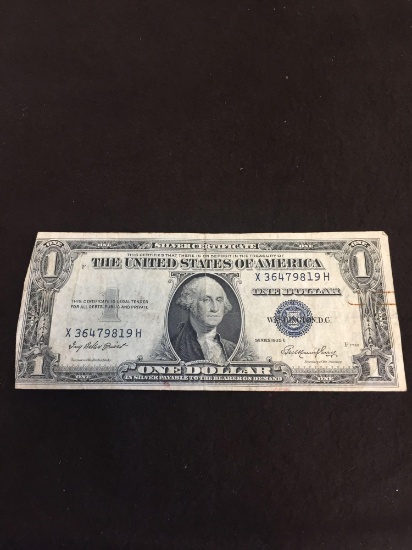 1935E Silver Certificate $1 Blue Seal Vintage Paper Money Banknote Currency Bill