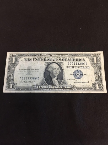 1935F Silver Certificate $1 Blue Seal Vintage Paper Money Banknote Currency Bill