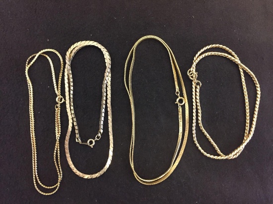 Lot of Four 16" - 20" Various Styled Gold-Tone Chains