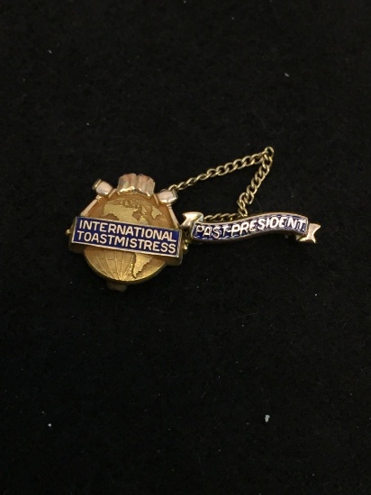 CTC Designed International Toast Mistress 10Kt Gold-Filled Commemorative Pin