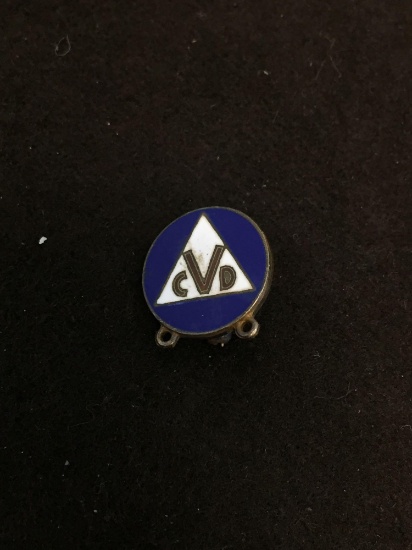 CVD Motif Small Enameled Sterling Silver Commemorative Pin