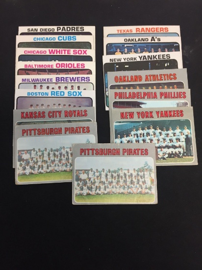 15 Count Lot of 1970-1974 Topps Team Card Vintage Baseball Cards
