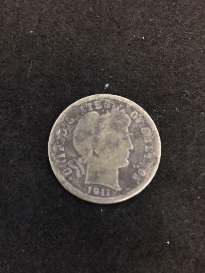 1911-D Barber Dime Vintage Silver US Coin