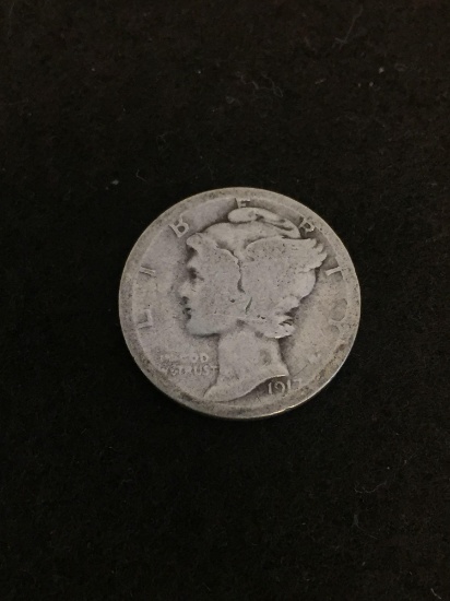 1917 Mercury Dime Vintage Silver US Coin