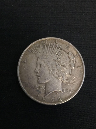 1922 United States Silver Peace Dollar - 90% Silver Coin