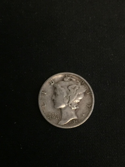 1941 United States Mercury Silver Dime - 90% Silver Coin