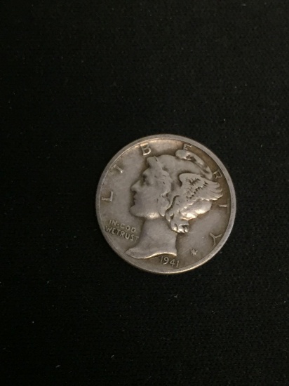 1941-D United States Mercury Silver Dime - 90% Silver Coin