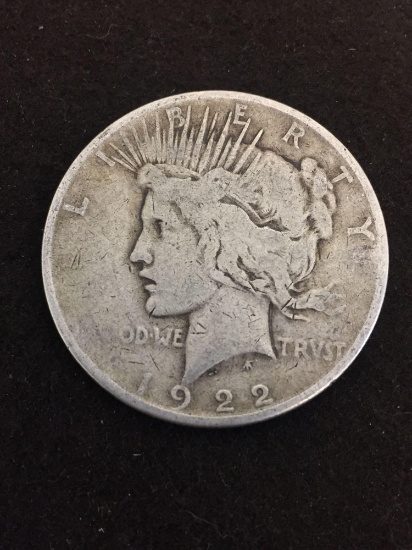 1922 United States Silver Peace Dollar - 90% Silver Coin