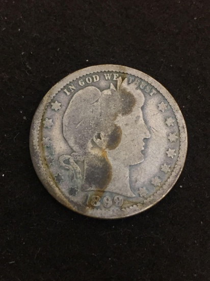 1899 United States Barber Quarter - 90% Silver Coin